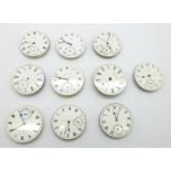 Waltham, Benson and other pocket watch movements (10)