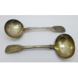 Two silver ladles, one hallmarked London 1828, 139.5g