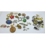 Clip-on earrings and costume brooches
