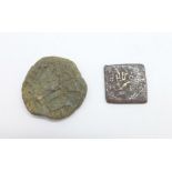 Two medieval coin weights