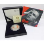 David Bowie, 2020 UK Royal Mint one ounce £2 silver proof coin with certificate of authenticity, No.