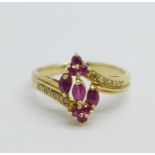 A 14ct gold, ruby and diamond ring, 3g, M/N