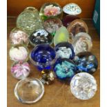 Twenty glass paperweights including two Caithness, a Selkirk and an Avondale