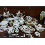 Royal Albert Old Country Roses teawares, including cake stand, teapot and mugs (35)