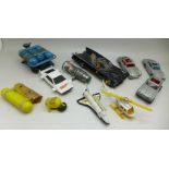 TV and film related die-cast vehicles, James Bond 007 Aston Martin, Lotus Esprit, Scuba tanks,