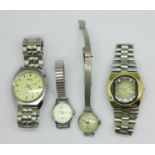 Four mechanical wristwatches; a lady's Roamer and J.W. Benson and gentleman's Accurist automatic and
