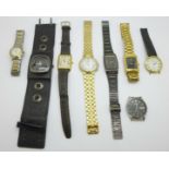 Eight wristwatches including Raymond Weil, a/f, 2x Rotary, a/f, Seiko, Accurist, etc.