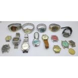 A collection of gentleman's wristwatches including Timex, Citizen, Tissot, Ingersoll, Rotary,