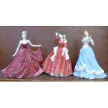Three figures, Royal Doulton Ellen, Royal Worcester For Someone Special and Coalport limited edition