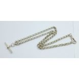 A silver Albert style neck chain, 19g, 45cm
