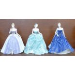 Three Coalport limited edition figures, Midnight Masquerade, Royal Premiere and The Midwinter Ball