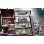 A tin and a box of costume jewellery **PLEASE NOTE THIS LOT IS NOT ELIGIBLE FOR POSTING AND