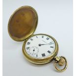 A gold plated full-hunter pocket watch, the dial marked Kingsmith, lacking glass and hour hand