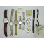 An Omega De Ville quartz wristwatch, a/f, a lady's Tissot, a cocktail watch, lacking crown, a