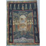 Indian School, ceremonial scene, gouache on silk, 114 x 85cms, unframed