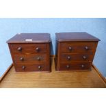 A pair of Victorian mahogany table top chests, 25cms h