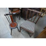 A George III mahogany chair and a small Arts and Crafts beech bedroom chair