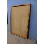 A teak framed hessian notice board