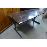A stained pine double school desk