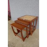 A G-Plan Fresco teak and tiled top nest of tables