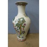 A Chinese famille verte porcelain vase, 66cms h