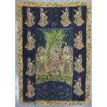 Indian School, ceremonial scene, gouache on silk, 115 x 80cms, unframed