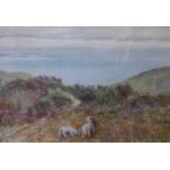 Manner of Myles Birket Foster RWS (1825-1899), landscape with sheep grazing by a coastal path,