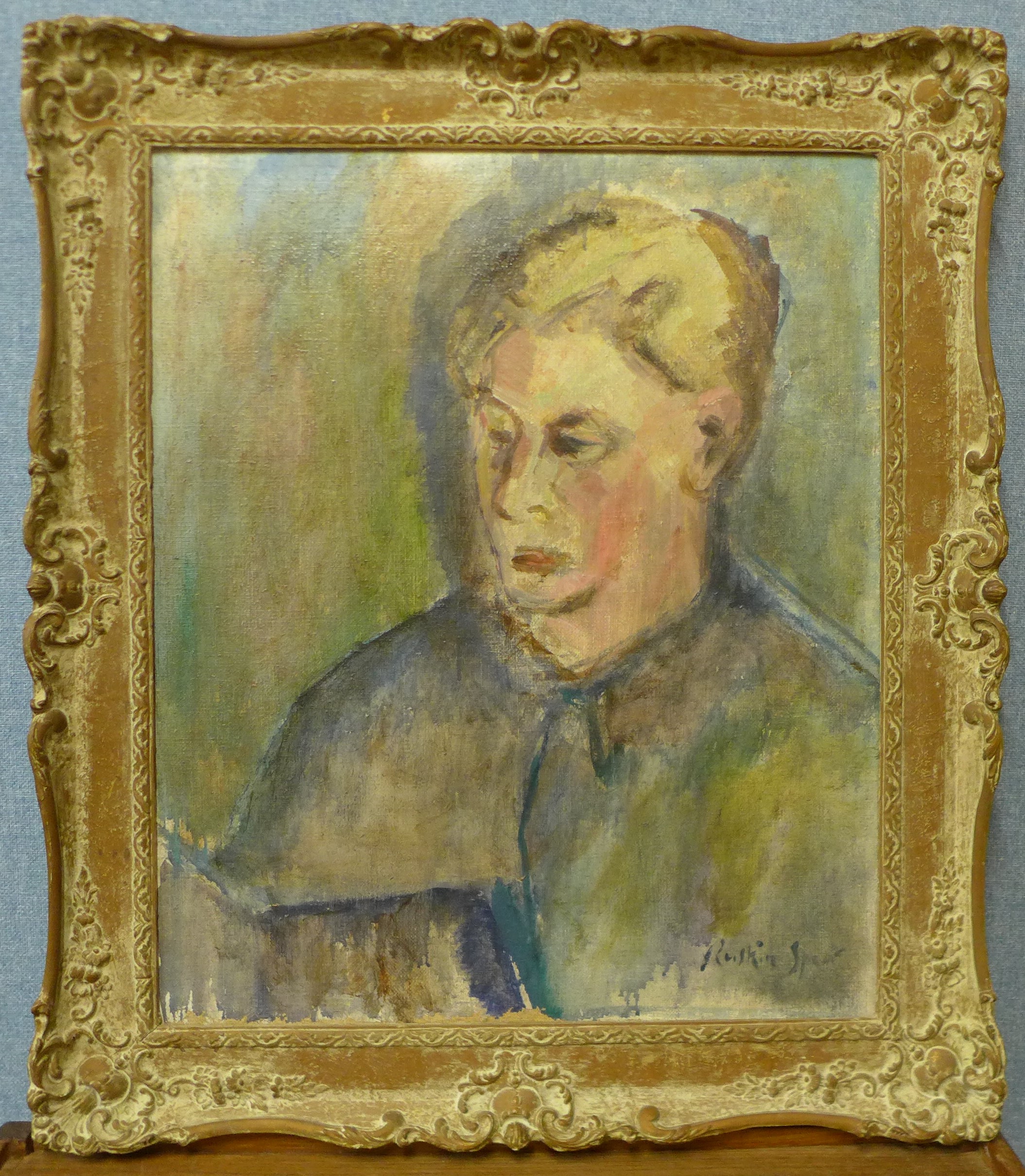 Manner of Ruskin Spear CBE RA (1911-1990), portrait of a man, oil on canvas, bearing signature, 60 x - Image 2 of 3