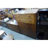 An Art Deco oak tallboy and matching chest of drawers