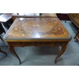 A Spanish inlaid mahogany and gilt metal mounted card table