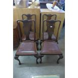 A set of four Queen Ann style mahogany dining chairs