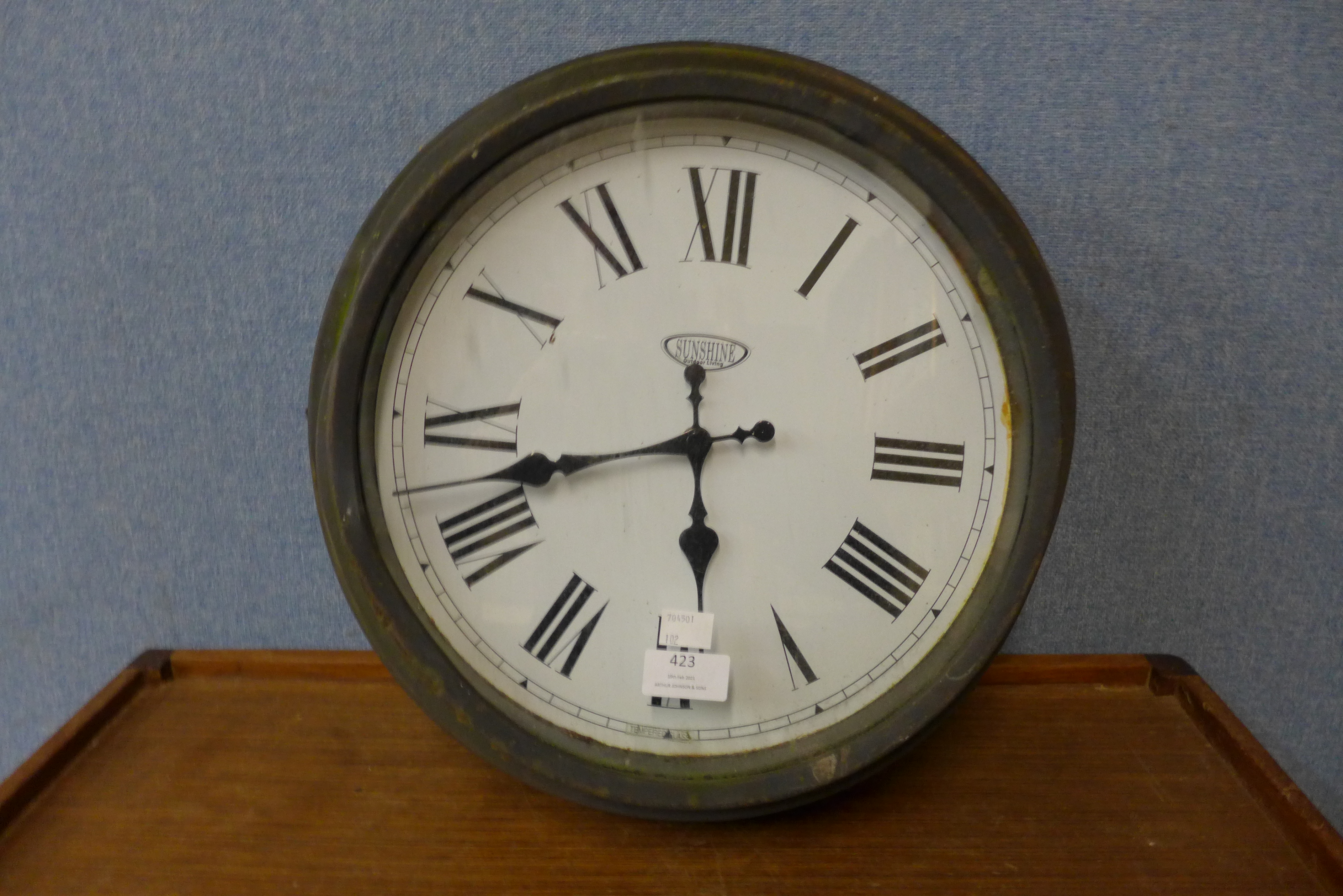 A station style double sided clock and bracket, a/f