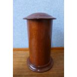 A silver mounted mahogany cylindrical cigar humidor, 21cms h