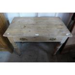 A Victorian pine single drawer side table