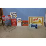 Assorted advertising signs, etc.