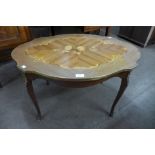 A Spanish inlaid mahogany and gilt metal mounted coffee table