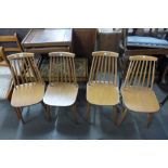 A set of four beech kitchen chairs