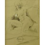 Franklin White, portrait of a reclining female nude, pencil drawing on paper, 23 x 18cms, framed
