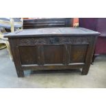 A William III carved oak coffer