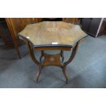 An Edward VII inlaid rosewood octagonal occasional table