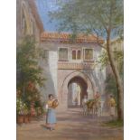 Trevor Haddon RBA (1864-1941), a Mediterranean town, oil on canvas, 45 x 34cms, framed