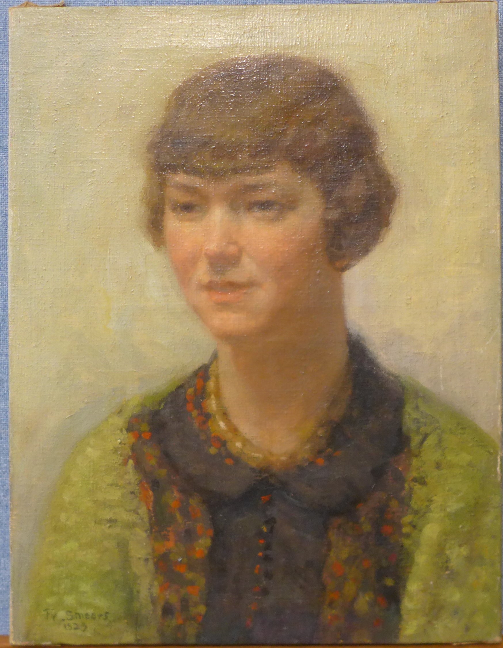 Frans Smeers (Belgian 1873-1960), portrait of a lady, oil on canvas, 49 x 38cms, unframed - Image 2 of 3