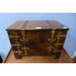 A 16th Century style oak and brass mounted box