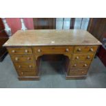 A Victorian mahogany kneehole desk, 77cms h, 126cms w, 54cms d