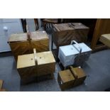 Five metamorphic sewing boxes