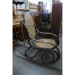 A beech bentwood rocking chair