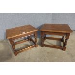 A pair of oak lamp tables