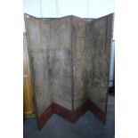A Brussels style tapestry four fold dressing screen