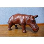 A small brown leather hippopotamus, 9cms h