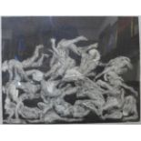 An indistinctly signed limited edition etching, Bacchanalian orgy, no. 3/5, 24 x 31cms, framed